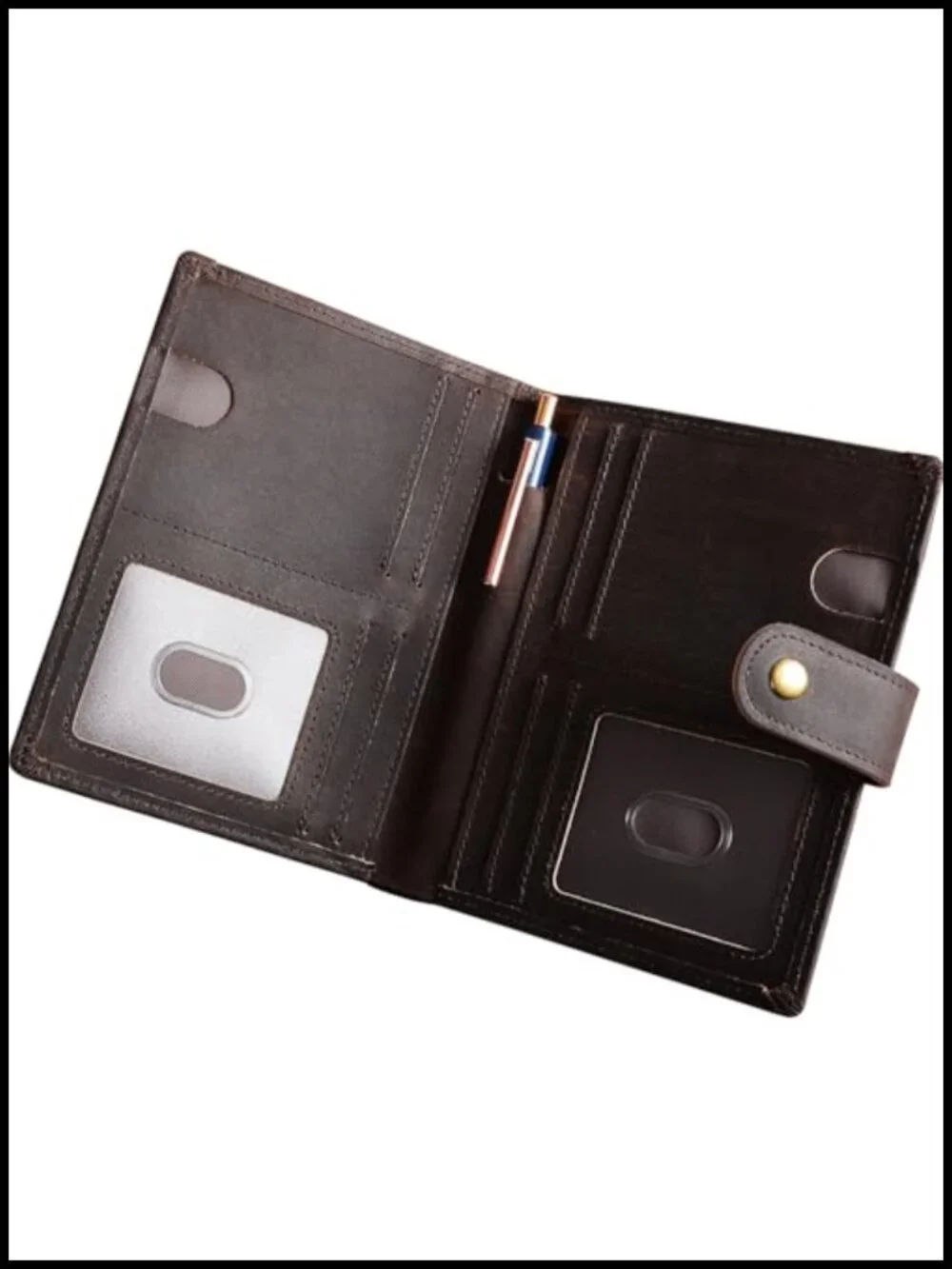 Full Grain Leather Passport Wallet RFID Blocking Travel Organizer with Notebook